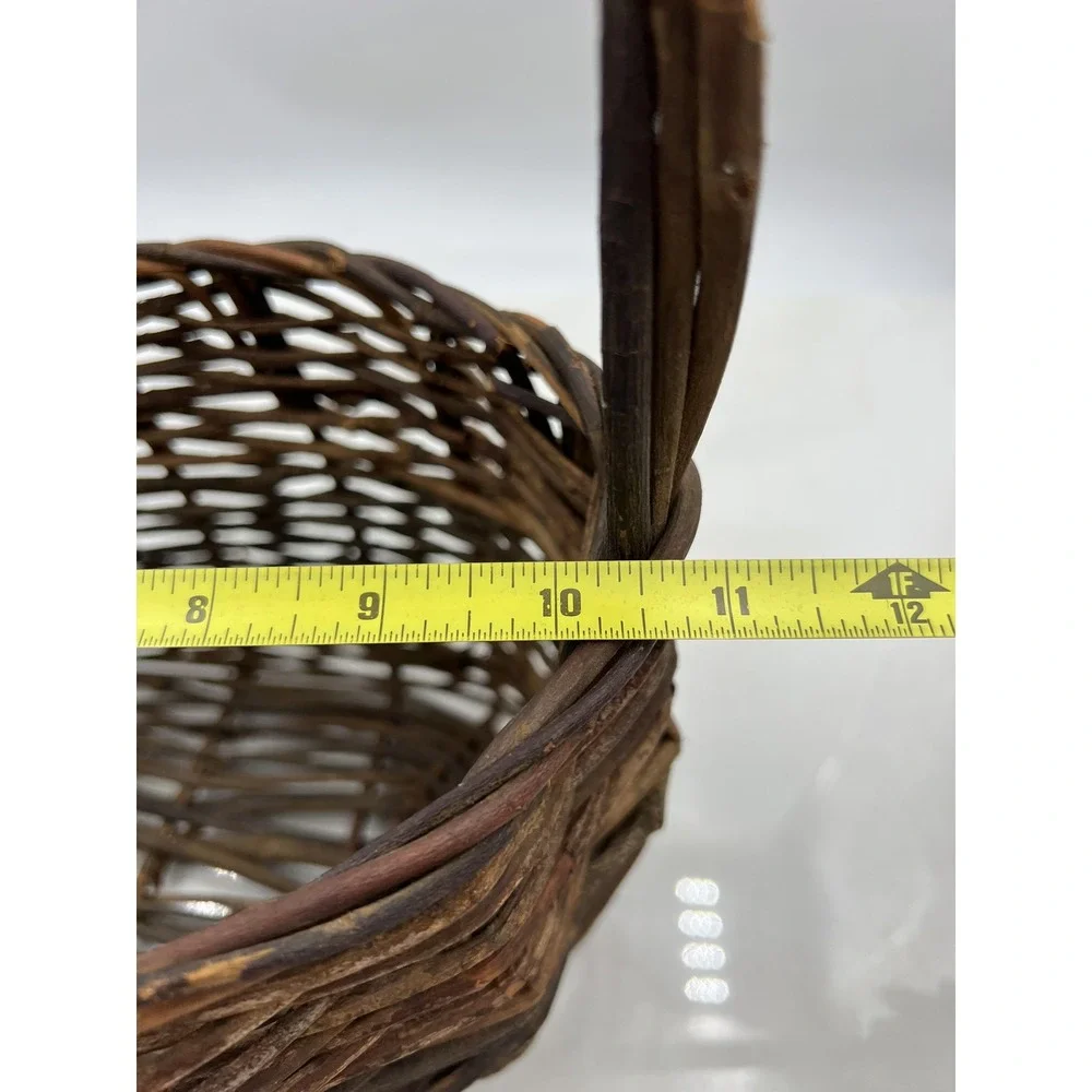 Rustic Woven Grapevine Basket with Twisted Handle Brown Oval Farmhouse Decor